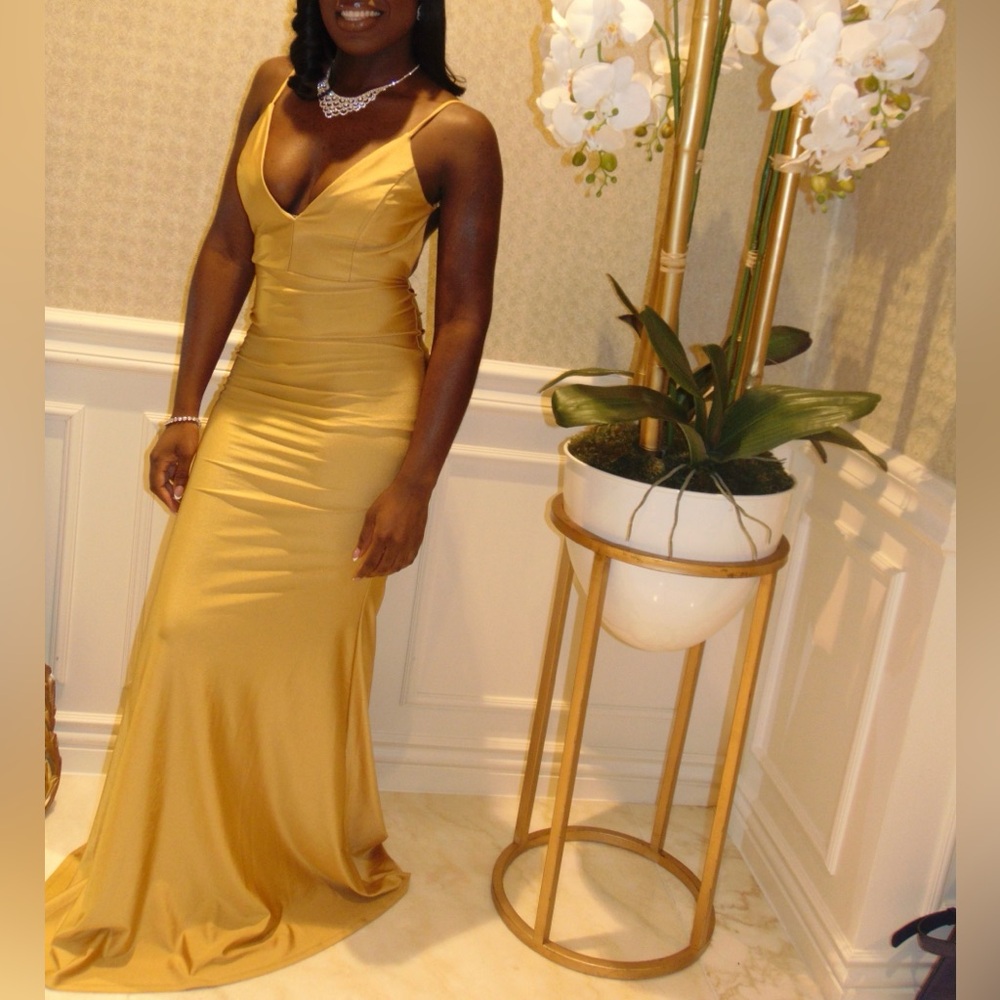 Fashion Nova Gold Backless Dress